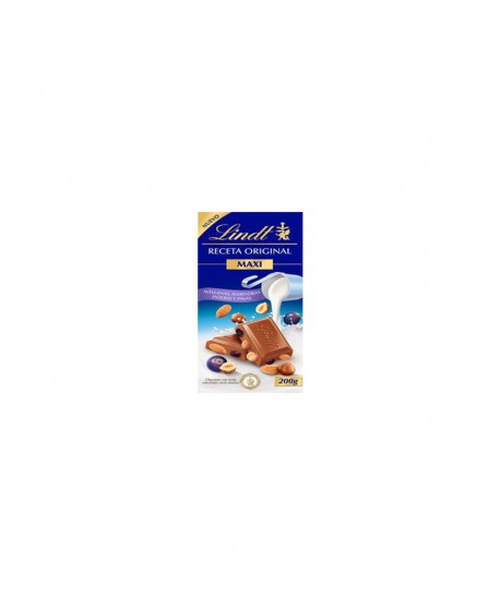 LINDT CHOCOLATE MAXI ALM-AVE-PASAS 12X200G.