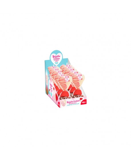 REGALITO CORAZON CHOC. BLANCO DECORADO 10x50GR.