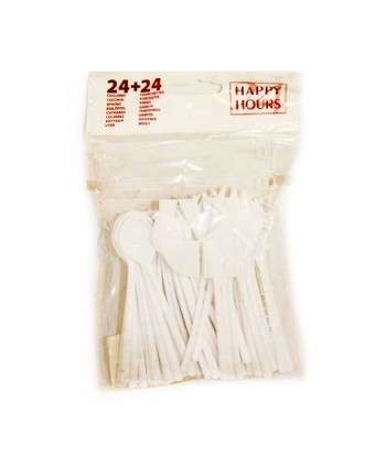 MINI CUBIERTOS BLANCO 24+24U.