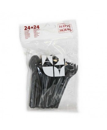 MINI CUBIERTOS NEGRO 24+24U.