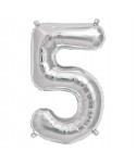 GLOBO FOIL 34" 87CM PLATA NO5