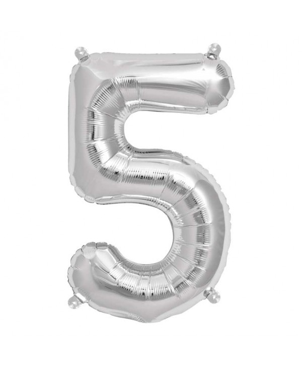 GLOBO FOIL 34" 87CM PLATA NO5