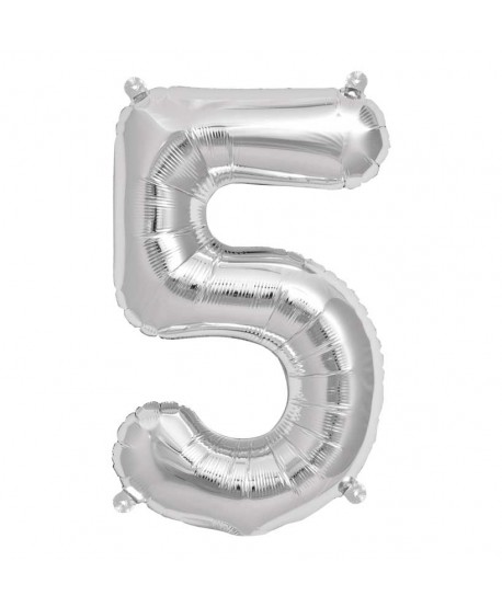 GLOBO FOIL 34" 87CM PLATA NO5