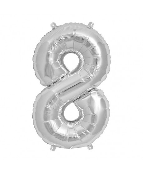 GLOBO FOIL 34" 87CM PLATA NO8