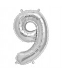 GLOBO FOIL 34" 87CM PLATA NO9