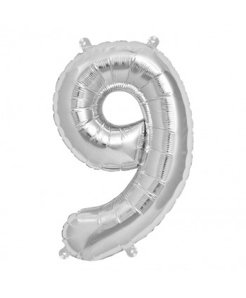 GLOBO FOIL 34" 87CM PLATA NO9