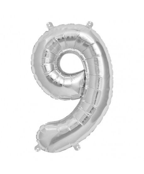GLOBO FOIL 34" 87CM PLATA NO9