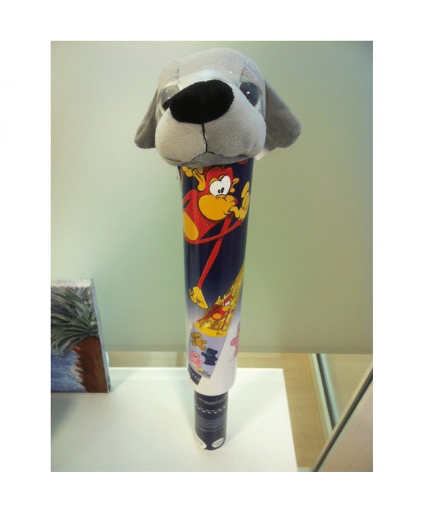 LANZADOR PARTY TUBO 50CM 4 PELUCHES+SERPENTINA