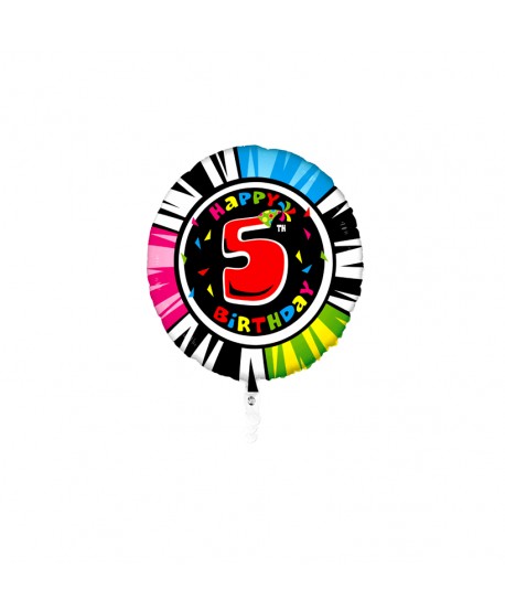 GLOBO FOIL REDONDO 21" NO 5 -CEBRA