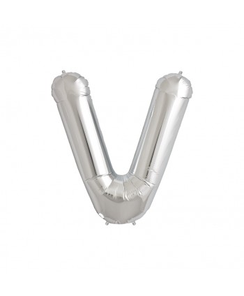 GLOBO FOIL PLATA 34" LETRA V