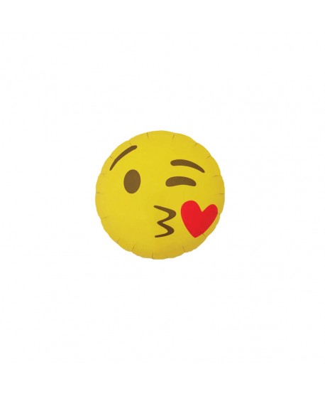 GLOBO FOIL 18" EMOTICONO GUIÑO BESO 46CM.