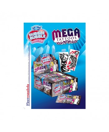 CHICLE DB.2 BUBBLE GUM+2 MEGA TATTOOS 24UN.