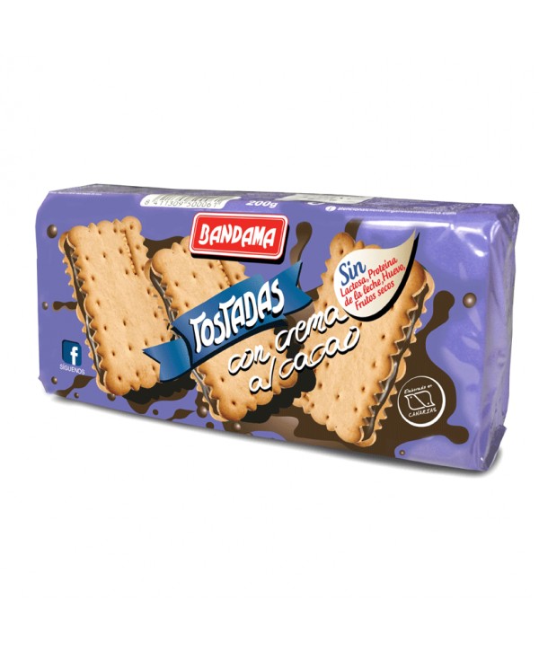 BANDAMA TOSTADAS CON CREMA  AL CACAO 18X200GR.