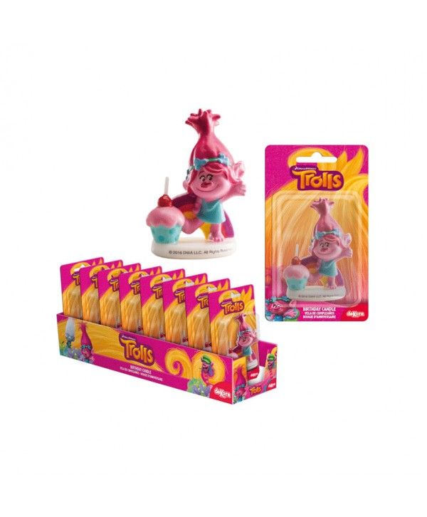 VELA TROLLS POPPY 3D 7,5CM 8UN.REF.346158