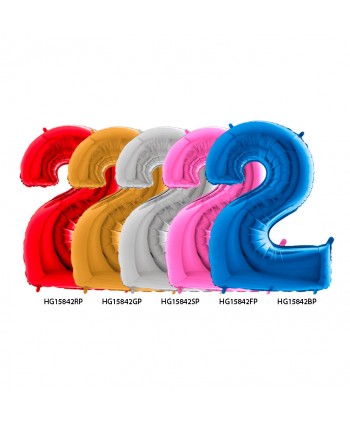 GLOBO FOIL 40" N. 2 PLATA REF. HG15842SP