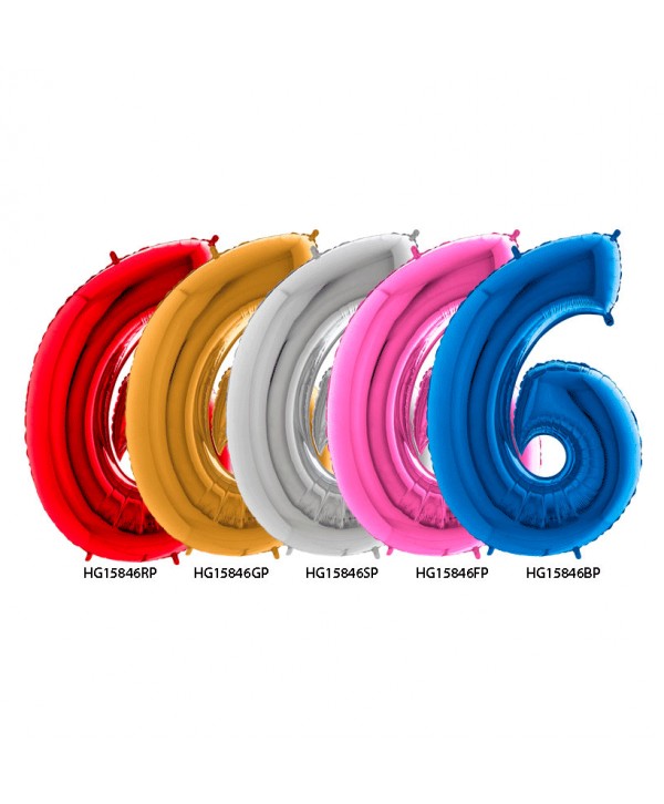 GLOBO FOIL 40" N. 6 PLATA REF.  HG15846SP