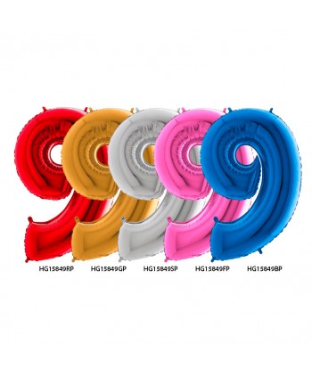 GLOBO FOIL 40" N. 9 PLATA REF. HG15849SP