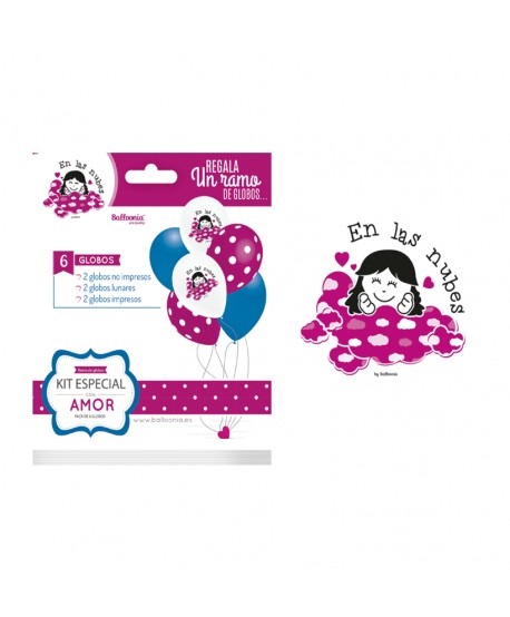 KIT ESPECIAL AMOR CHICA  "EN LAS NUBES" 6GLOBOS
