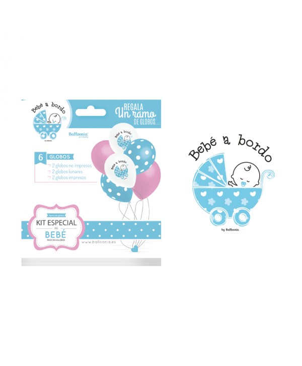 KIT ESPECIAL MI BEBE NIÑO "BEBE A BORDO" 6GLOBOS
