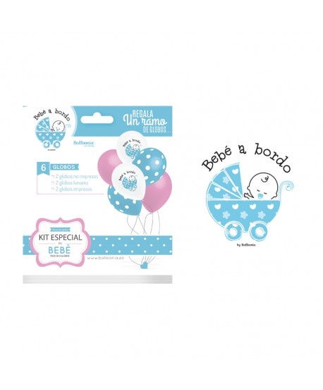KIT ESPECIAL MI BEBE NIÑO "BEBE A BORDO" 6GLOBOS