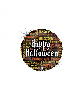 GLOBO FOIL 18" REDONDO HAPPY HALLOWEEN SCARY WORDS