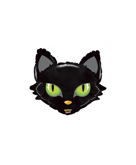 GLOBO FOIL 28" FIGURA CABEZA GATO NEGRO