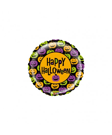 GLOBO FOIL 21" REDONDO HAPPY HALLOWEEN CALABAZAS