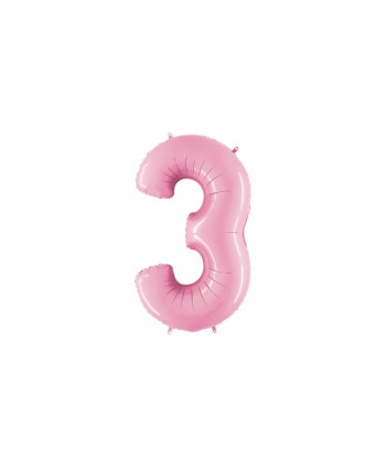 GLOBO FOIL 40" N. 3 ROSA PASTEL REF.073PP
