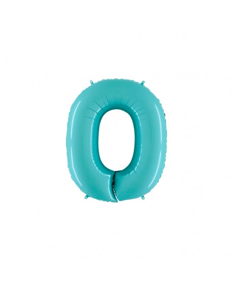 GLOBO FOIL 40" N. 0 AZUL PASTEL REF.060PB