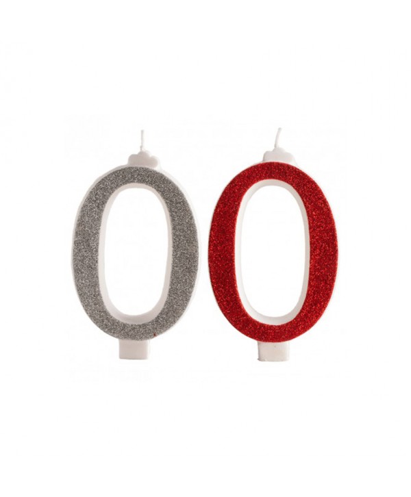 VELA PURPURINA NO 0 ROJA Y PLATA 13CM. 10 UN.