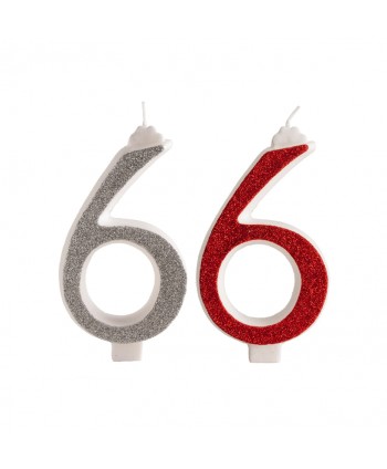VELA PURPURINA NO 6 ROJA Y PLATA 13CM. 10 UN.