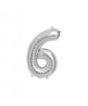 GLOBO FOIL 16" PLATA NO 6 EASYSELF SEAL 41 CM