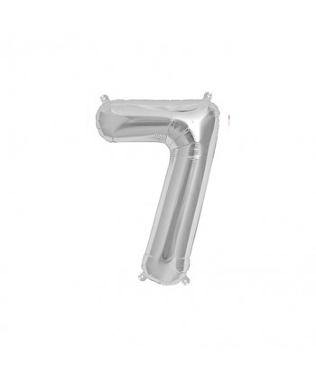 GLOBO FOIL 16" 41CM PLATA NO 7 EASY SELF SEAL