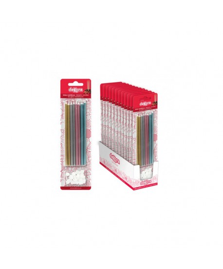 VELAS METALICAS MIX BLISTER 13 CM.