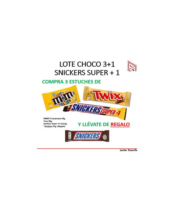 LOTE CHOCO 3+1 SNICKERS SUPER + 1 FE65J