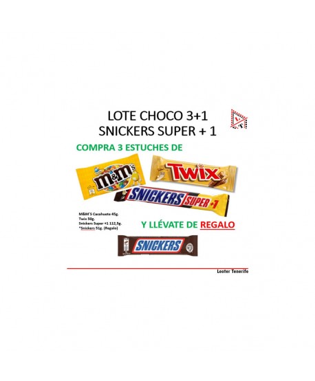 LOTE CHOCO 3+1 SNICKERS SUPER + 1 FE65J