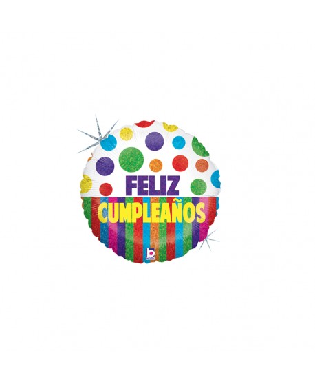 GLOBO FOIL 18" FELIZ CUMPLEAÑOS HOLOGRAPHIC 46CM.