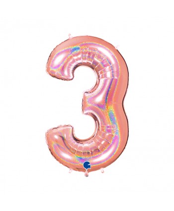GLOBO FOIL 40" GLITTER HOLOG. ROSA-NO3