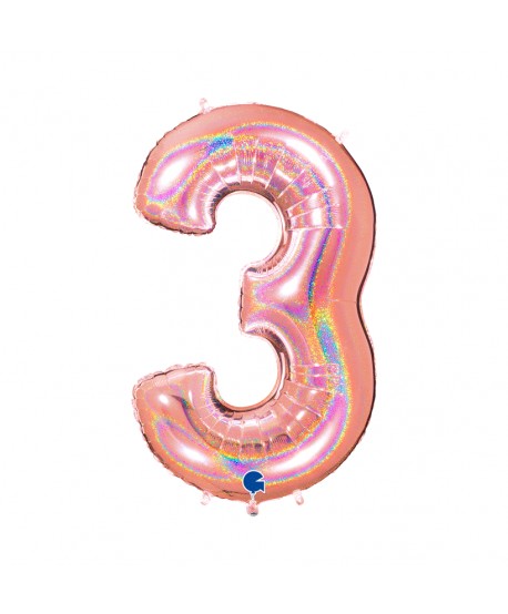 GLOBO FOIL 40" GLITTER HOLOG. ROSA-NO3