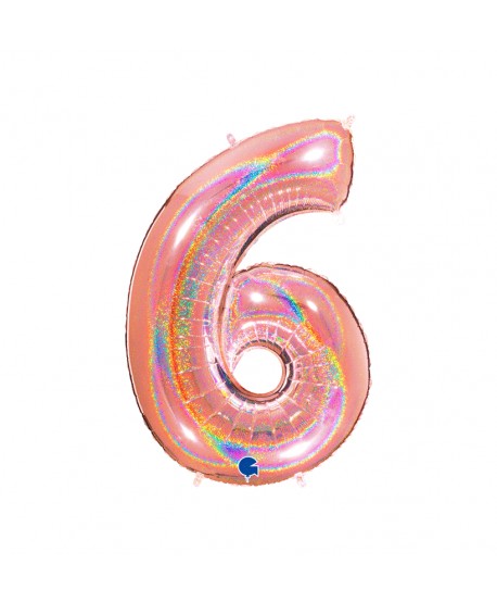 GLOBO FOIL 40" GLITTER HOLOG. ROSA-NO6