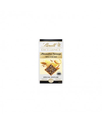 LINDT EXCELL. ORANGE ALMENDRAS 70% CACAO 20X100GR.