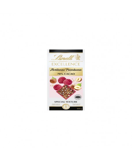 LINDT EXCELL. FRAMBUESA AVELLANA 70% CACAO 20X100GR