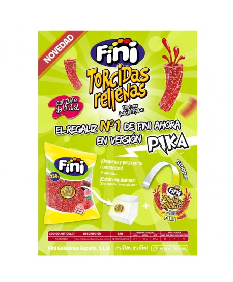 FINI REGALIZ TORCIDAS RELL.PICA FRESA BOLSA 250UN.