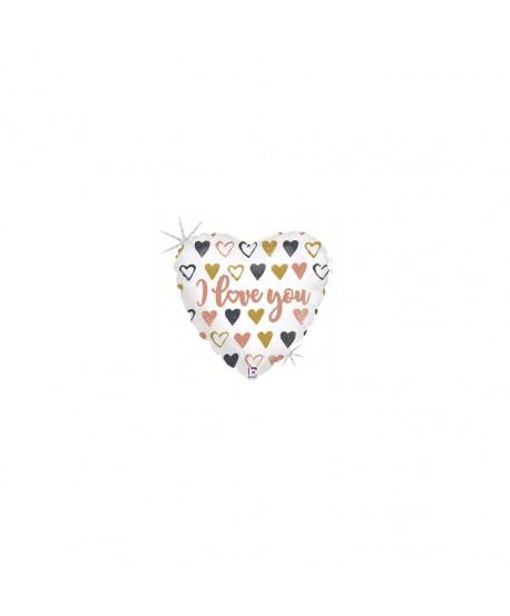 GLOBO FOIL 18" 46CM CORAZON BLANCO "I LOVE YOU" 