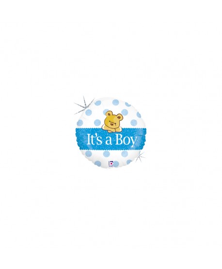 GLOBO FOIL 18" 46CM REDONDO OSO "ITS A BOY"