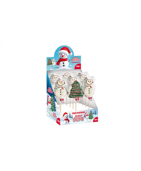 PIRULETA NUBE CHOCO ARBOL Y MUÑECO DE NIEVE 12X30GR.
