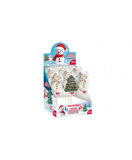 PIRULETA NUBE CHOCO ARBOL Y MUÑECO DE NIEVE 12X30GR.