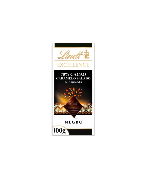 LINDT EXCELL. 70% CACAO CARAMEL SALTED 20X100GR.