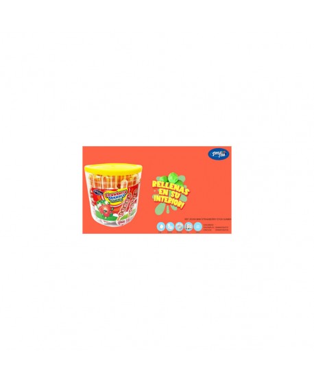 MINI STRAWBERRY STICK GUMMY 50UN.X10GR.