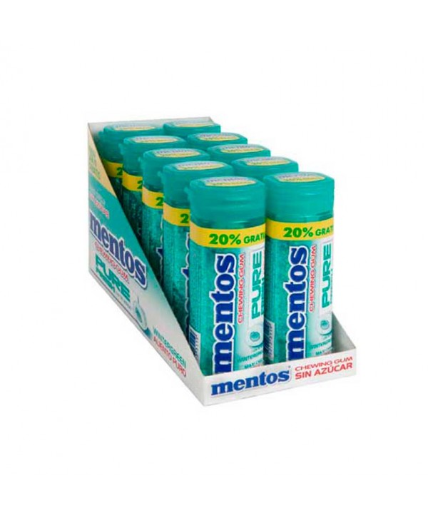 MENTOS GUM PURE FRESH WINTERGREEN CON TE VERDE 10U